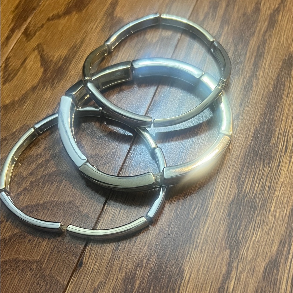 Silver and Gold Tone stretch bracelets
